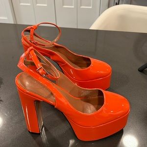 ASOS design platform pump patent leather Orange- Euro 40 size 9 women